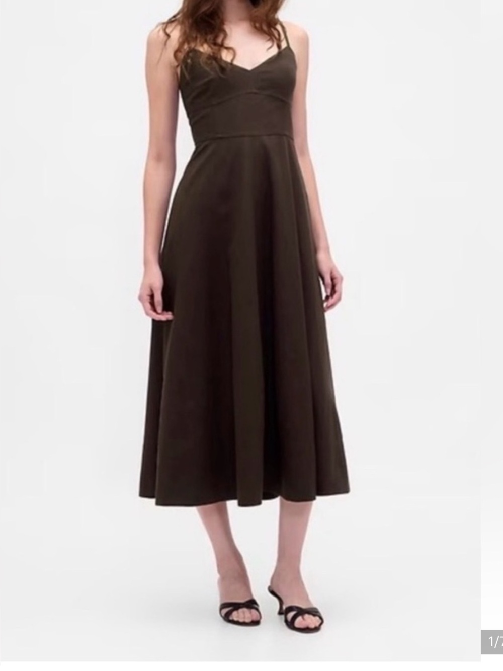 Women's Brown Spaghetti-Strap A-Line Dress